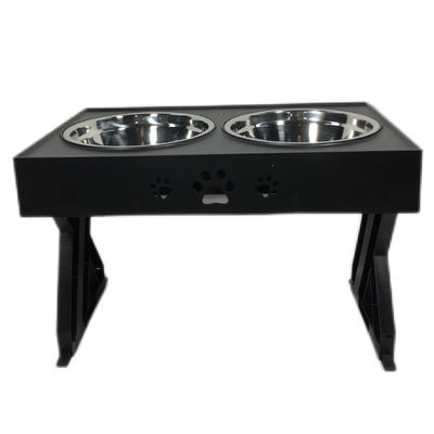 Черные двойные чаши из нержавеющей стали для больших собак без разлива, нескользящие регулируемая высота защита шейки матки