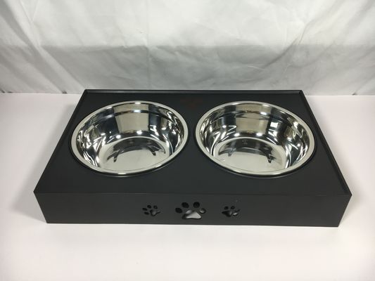 Черные двойные чаши из нержавеющей стали для больших собак без разлива, нескользящие регулируемая высота защита шейки матки